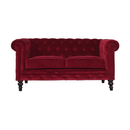 Seconique Wine Red Velvet Chesterfield Sofa by Lavishway | Velvet Sofa-51865