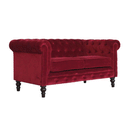 Seconique Wine Red Velvet Chesterfield Sofa by Lavishway | Velvet Sofa-51864