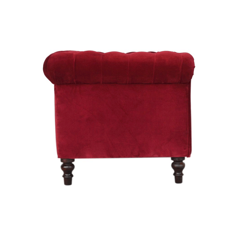 Seconique Wine Red Velvet Chesterfield Sofa by Lavishway | Velvet Sofa-51867