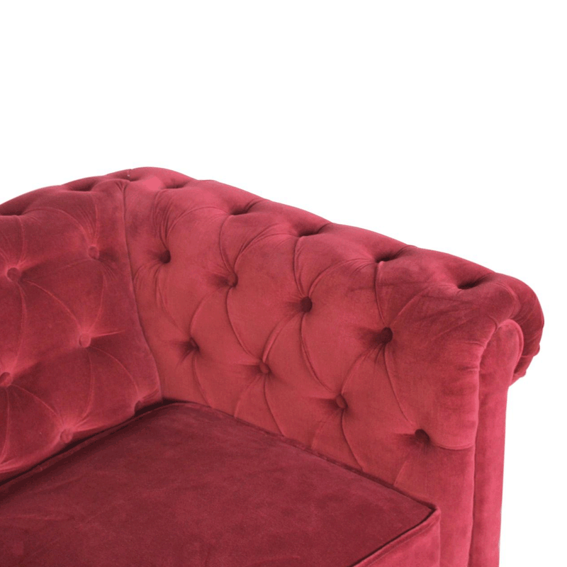 Seconique Wine Red Velvet Chesterfield Sofa by Lavishway | Velvet Sofa-51868