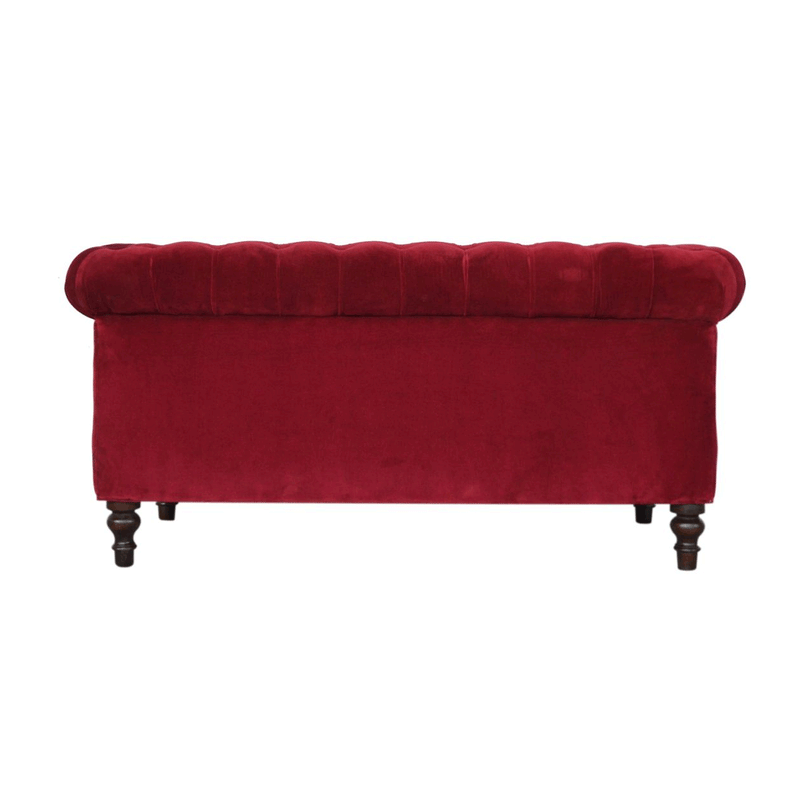 Seconique Wine Red Velvet Chesterfield Sofa by Lavishway | Velvet Sofa-51866