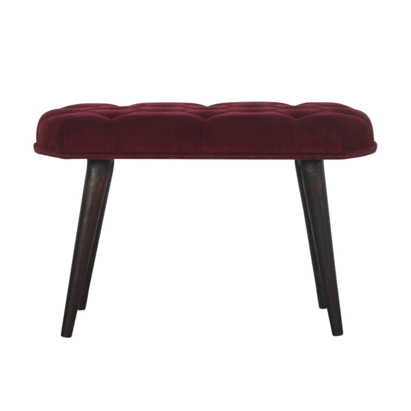 Seconique Wine Red Velvet Nordic Style Bench by Lavishway | Benches & Storage Benches-51842