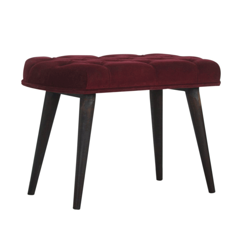 Seconique Wine Red Velvet Nordic Style Bench by Lavishway | Benches & Storage Benches-51841