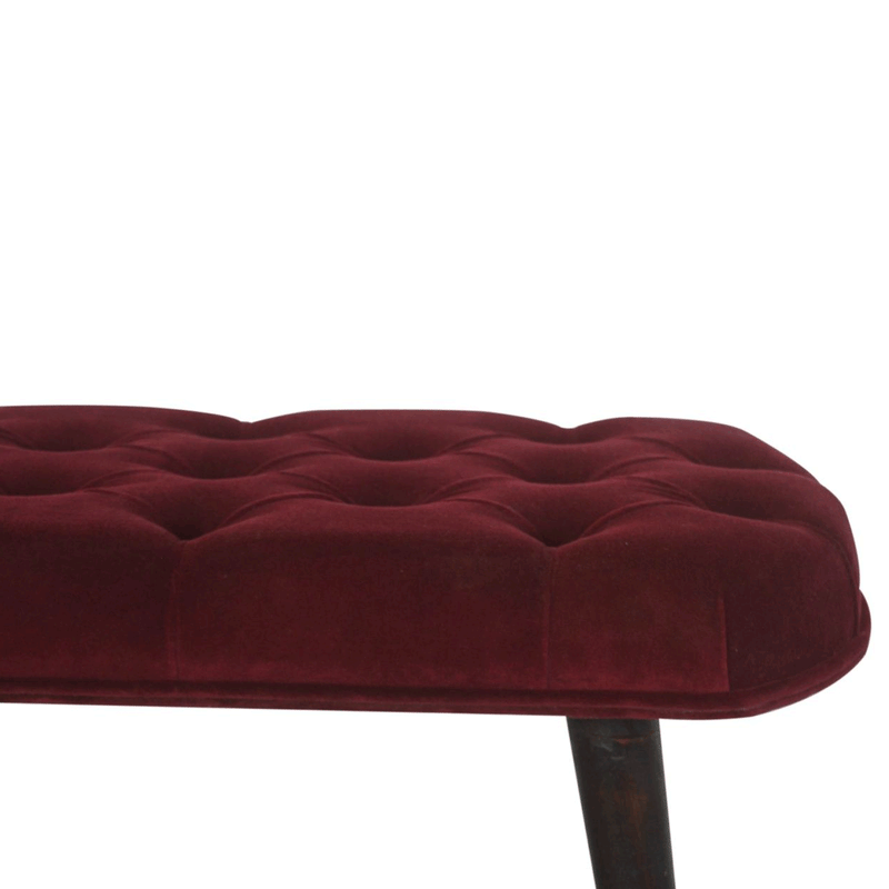 Seconique Wine Red Velvet Nordic Style Bench by Lavishway | Benches & Storage Benches-51847