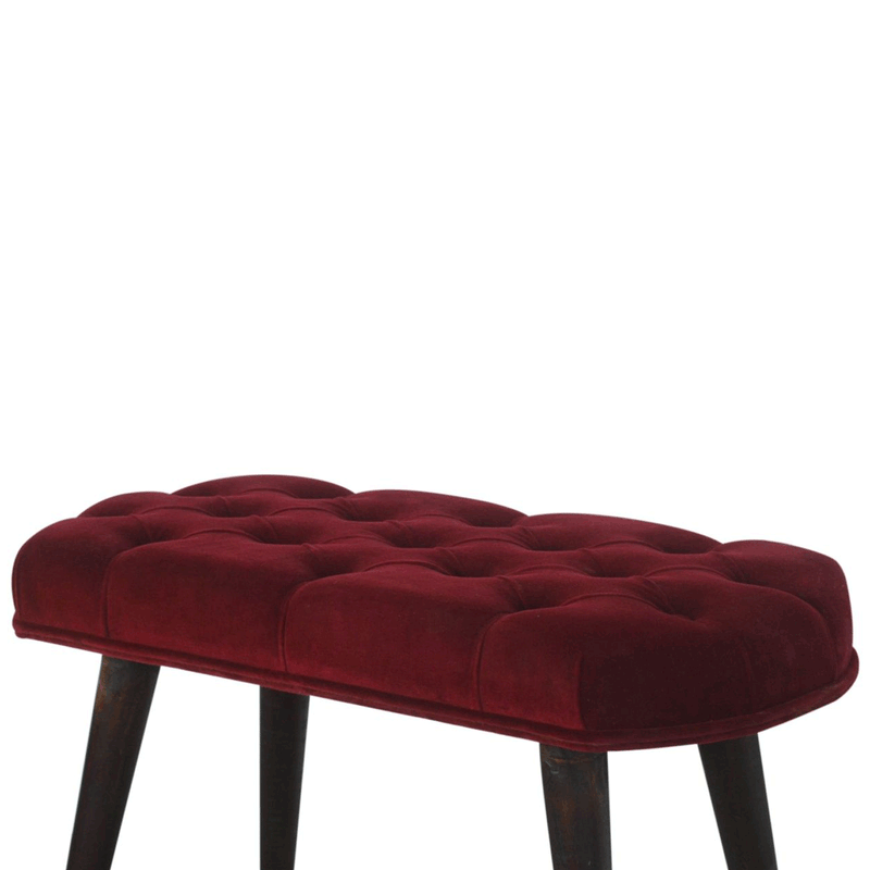 Seconique Wine Red Velvet Nordic Style Bench by Lavishway | Benches & Storage Benches-51844