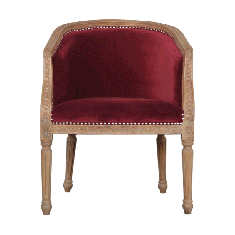 Seconique Wine Red Velvet Occasional Chair by Lavishway | Armchairs-51812