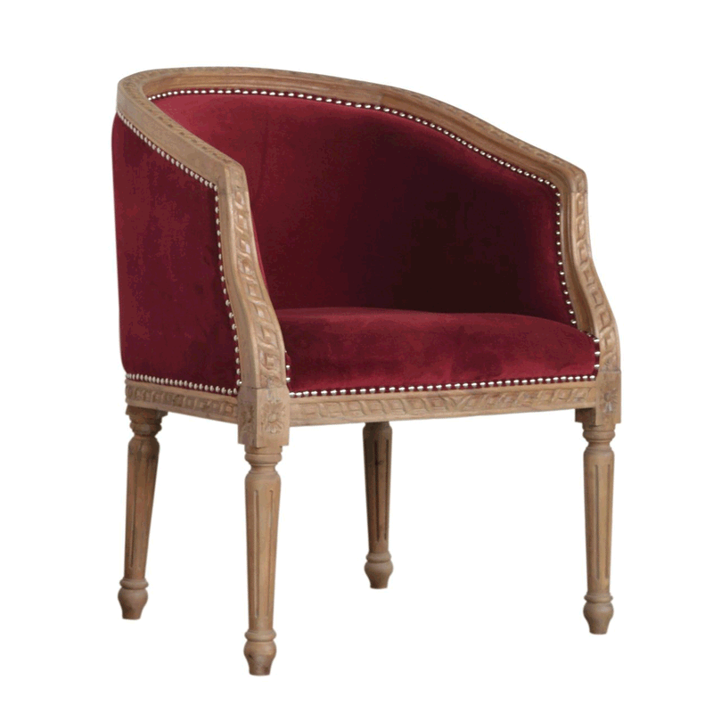 Seconique Wine Red Velvet Occasional Chair by Lavishway | Armchairs-51811