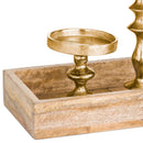 Wooden Display Tray And Gold Candle Holders by Lavishway | Candle Holders-50825