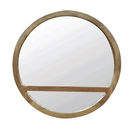 Temple Solid Wood 1 Shelf Round Wall Mirror by Lavishway | Wall Mirrors-51786