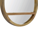 Temple Solid Wood 1 Shelf Round Wall Mirror by Lavishway | Wall Mirrors-51789
