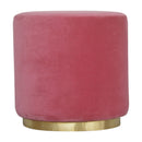 Woven Gold Base Pink Velvet Footstool by Lavishway | Footstool-59104