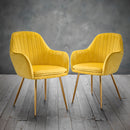 Lara Yellow Velvet Dining Chair Set of 2 by Lavishway | Dining Chairs-35332