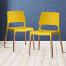 Riva Wooden Legs Yellow Dining Chair Set of 2 by Lavishway | Dining Chairs-35258