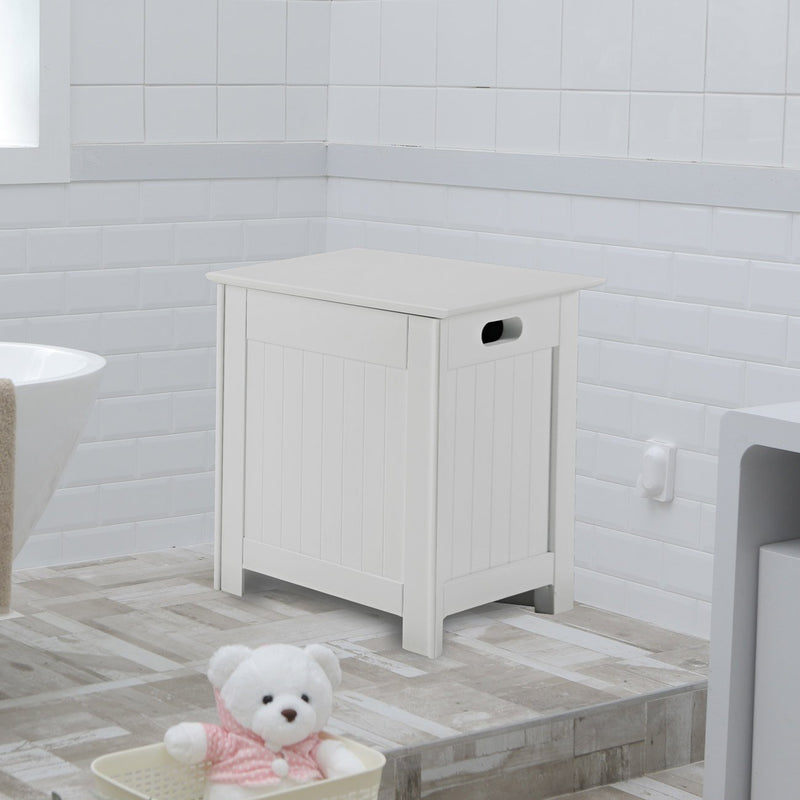 Alaska White Wooden Laundry Cabinet by Lavishway | Cupboards & Cabinets-30872