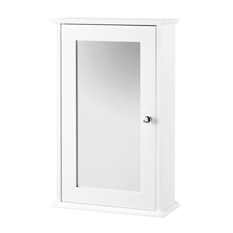 Alaska White Wooden Wall Cabinet with Mirror by Lavishway | Cupboards & Cabinets-30857