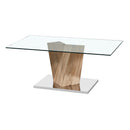 Alpha Glass Top Oak Finish Coffee Table by Lavishway | Coffee Tables-34079