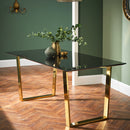 Antibes High Gloss Black & Gold Dining Table by Lavishway | Dining Tables-37981