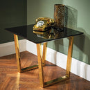 Antibes High Gloss Black & Gold Lamp Table by Lavishway | Side Tables-37734