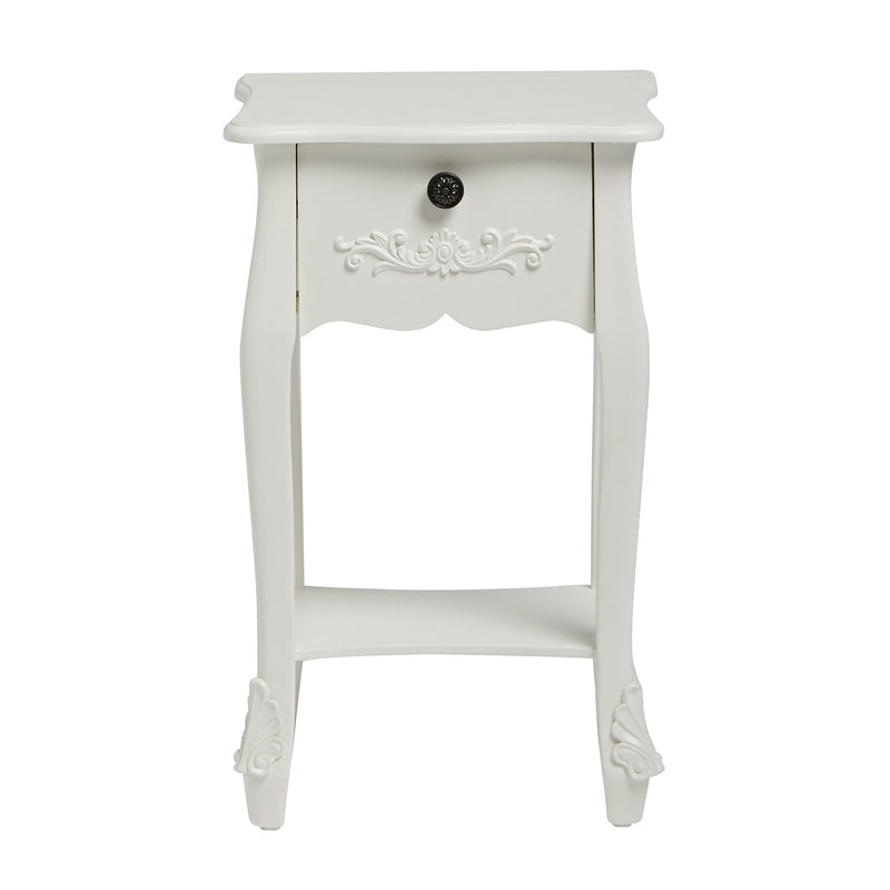 Antoinette White 1 Drawer Lamp Table by Lavishway | Side Tables-30821