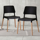 Riva Wooden Legs Black Dining Chair Set of 2 by Lavishway | Dining Chairs-35274