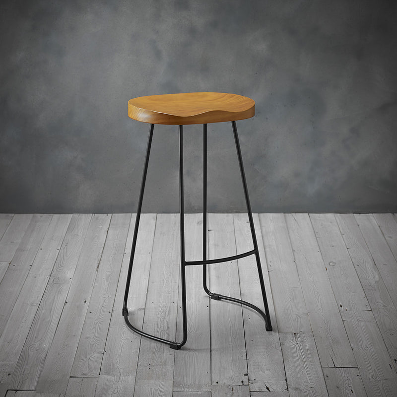 Bailey Pine Seat Bar Stool With Black Legs by Lavishway | Bar Stools-37774