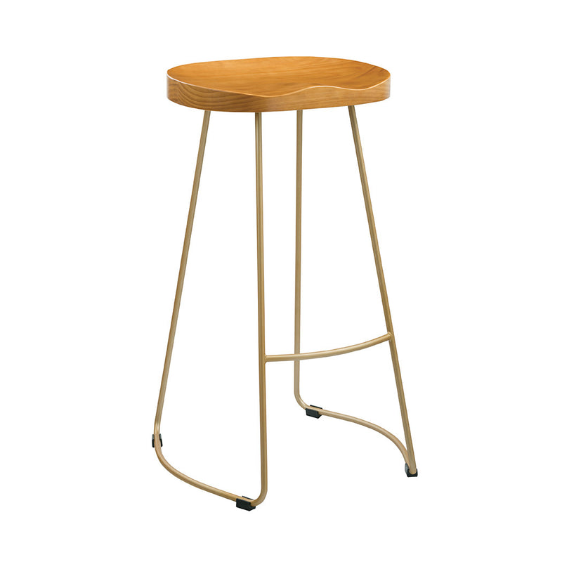 Bailey Pine Seat Bar Stool With Gold Legs by Lavishway | Bar Stools-37823