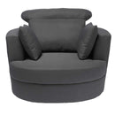 Bliss Grey Linen Sung Swivel Sofa by Lavishway | Fabric Sofas-34062