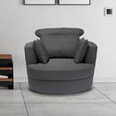 Bliss Grey Linen Sung Swivel Sofa by Lavishway | Fabric Sofas-34060