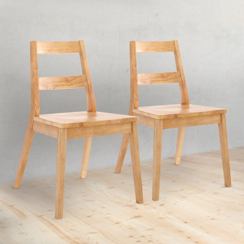 Malmo Solid Oak Wooden Dining Chair Set of 2 by Lavishway | Dining Chairs-33662