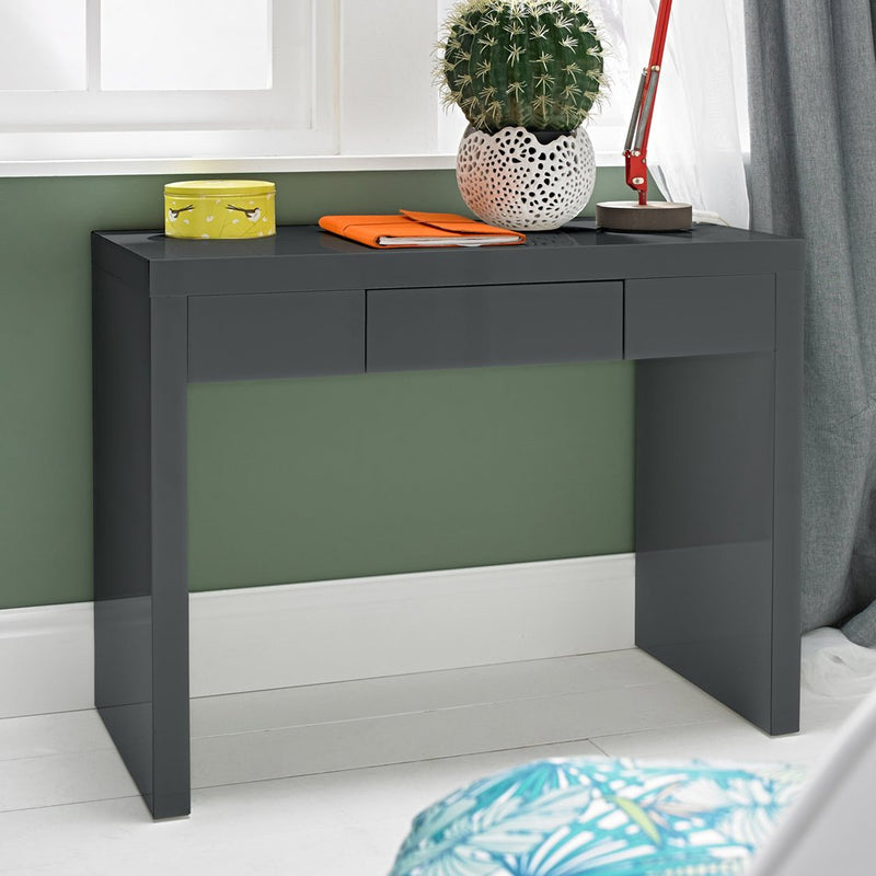 Puro Charcoal High Gloss Dressing Table by Lavishway | Dressing Tables-34117
