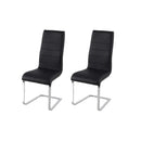 Evolve Black Leather Dining Chair Set of 2 by Lavishway | Dining Chairs-34047