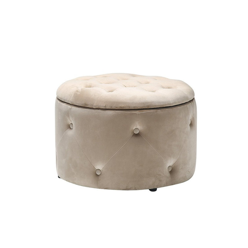 Cleo Round Upholstered Storage Pouffe by Lavishway | Stools & Pouffes-37816