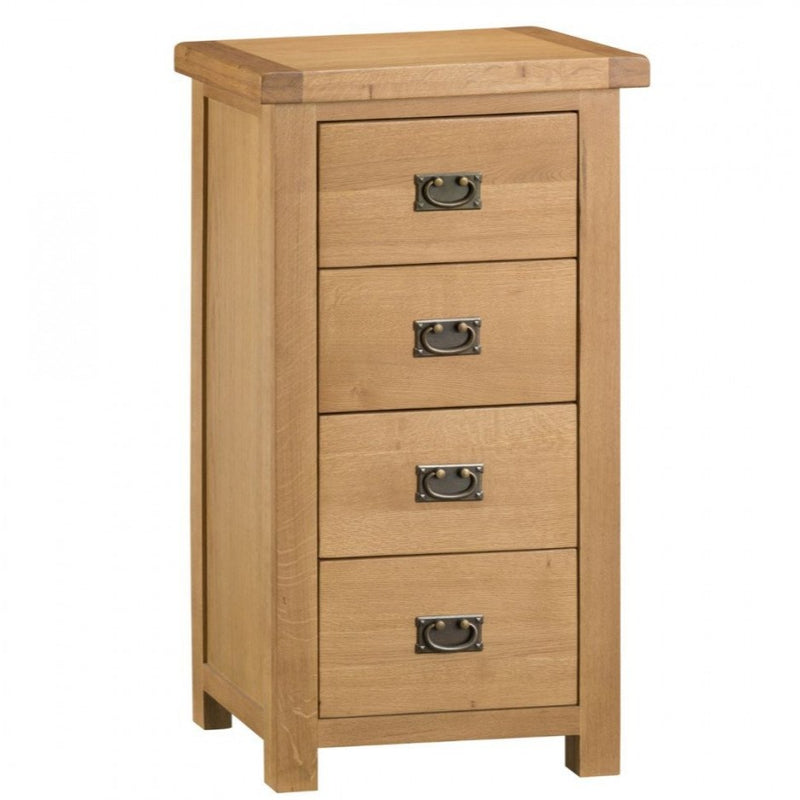 Chunky Oak Narrow 4 Drawer Chest by Lavishway | Chest Of Drawers-37259
