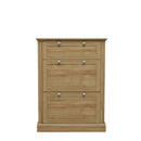 Devon Oak Finish 3 Doors Shoe Cabinet by Lavishway | Shoe Cabinets-34090
