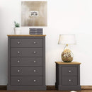 Devon Charcoal & Oak 5 Drawers Chest by Lavishway | Chest Of Drawers-28554