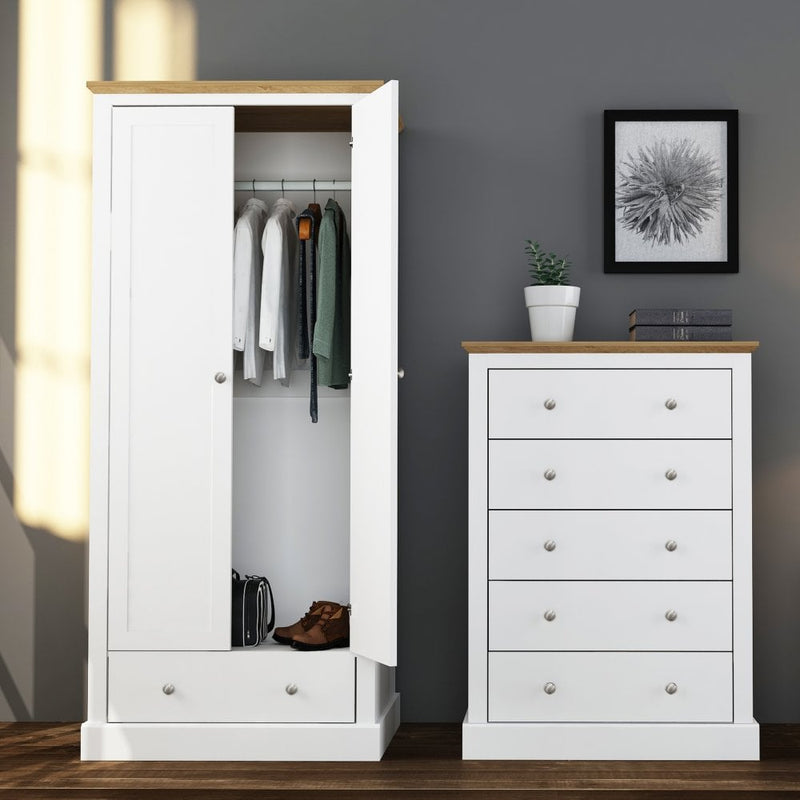 Devon White Chest of 5 Drawers by Lavishway | Chest Of Drawers-35479