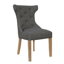 Winged Dark Grey Fabric Dining Chair Set of 2 by Lavishway | Dining Chairs-36179