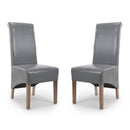 Bonded Grey Leather Dining Chair Set of 2 by Lavishway | Dining Chairs-37937