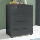 Puro Charcoal High Gloss 4 Drawer Chest by Lavishway | Chest Of Drawers-34120