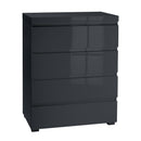 Puro Charcoal High Gloss 4 Drawer Chest by Lavishway | Chest Of Drawers-34122