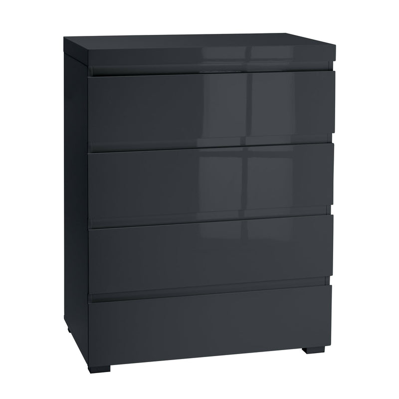Puro Charcoal High Gloss 4 Drawer Chest by Lavishway | Chest Of Drawers-34122
