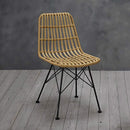 Hadley Rattan & Metal Legs Dining Chair by Lavishway | Dining Chairs-34032