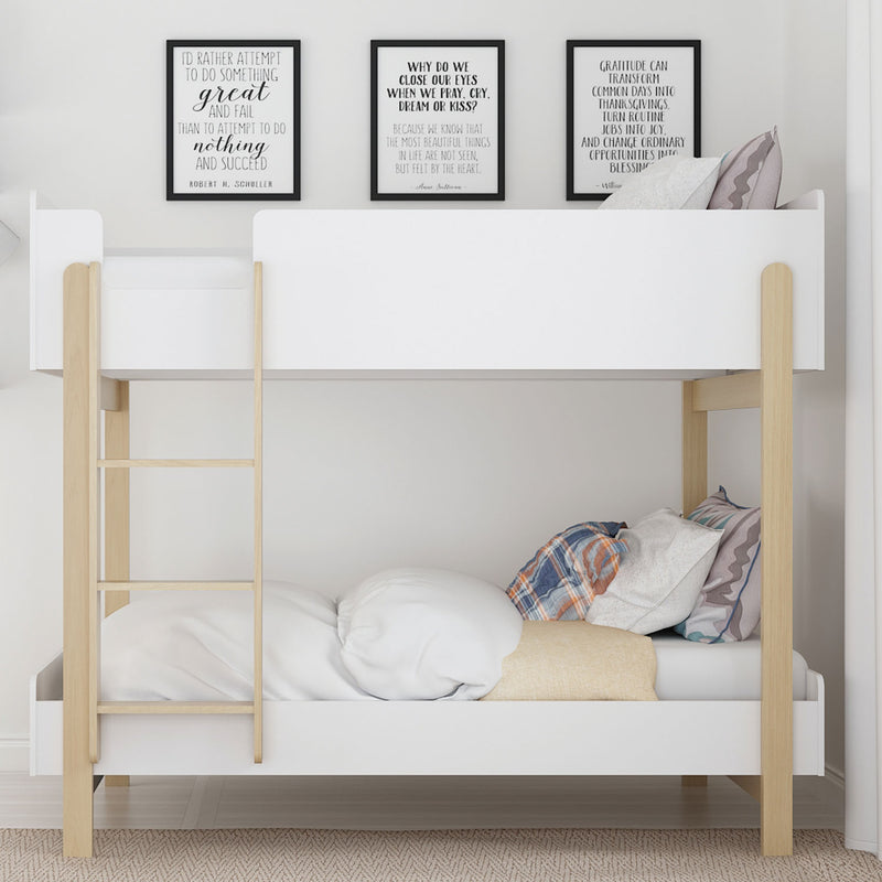Hero Oak Matt Finish Bunk Bed In White & Grey by Lavishway | Bunk Beds-37956