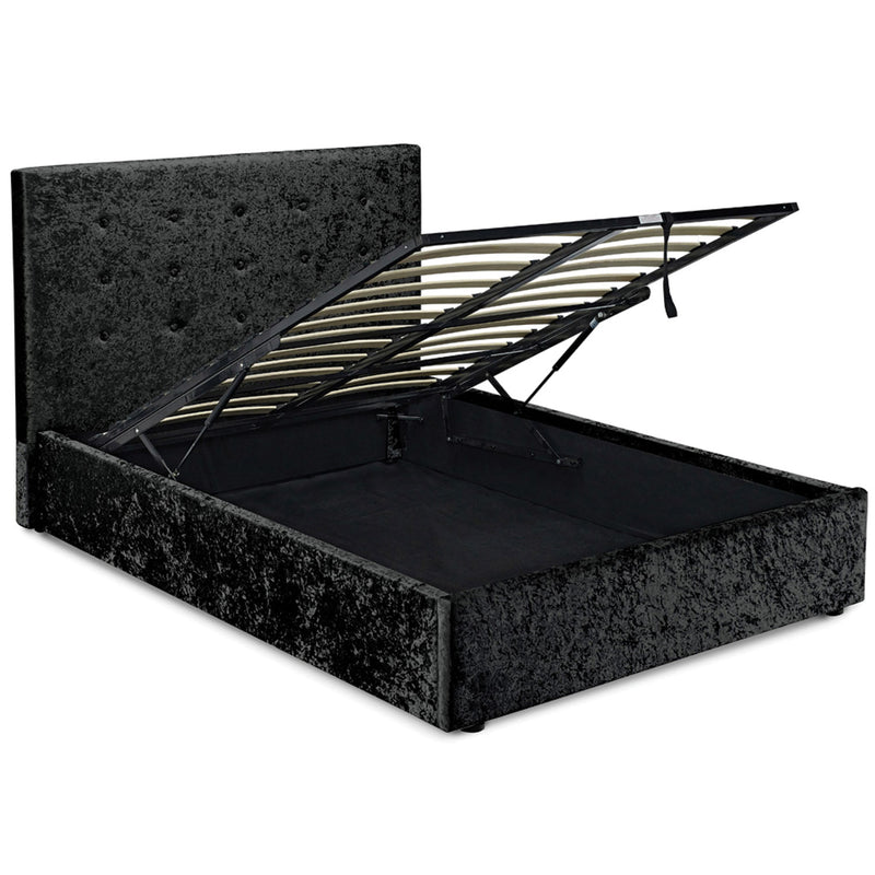 Rimini Crushed Velvet Silver Kingsize Bed by Lavishway | Ottoman Beds-37970