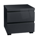 Puro Charcoal High Gloss Bedside Cabinet by Lavishway | Bedside Tables-34125
