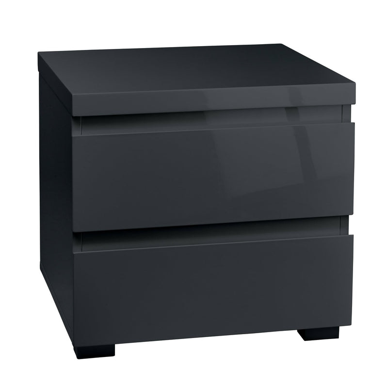 Puro Charcoal High Gloss Bedside Cabinet by Lavishway | Bedside Tables-34125