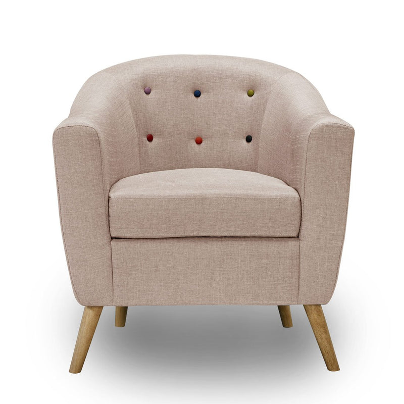 Hudson Fabric Tub Chair With Colored Button by Lavishway | Bedroom Chairs-34012