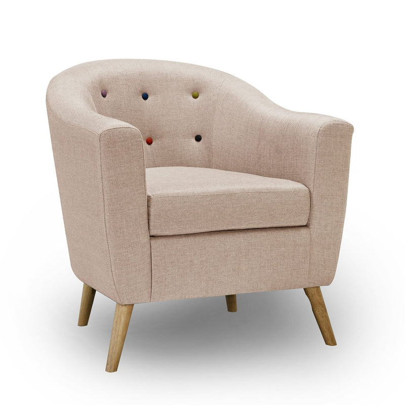 Hudson Fabric Tub Chair With Colored Button by Lavishway | Bedroom Chairs-34013