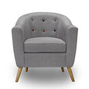 Hudson Grey Tub Chair With Colored Button by Lavishway | Bedroom Chairs-34010