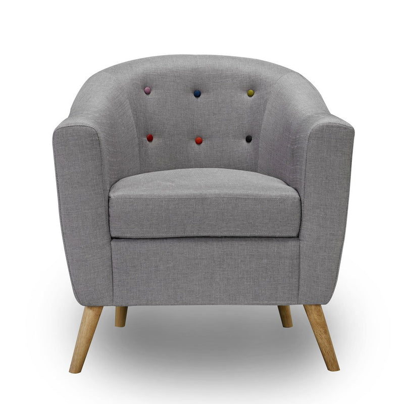 Hudson Grey Tub Chair With Colored Button by Lavishway | Bedroom Chairs-34010